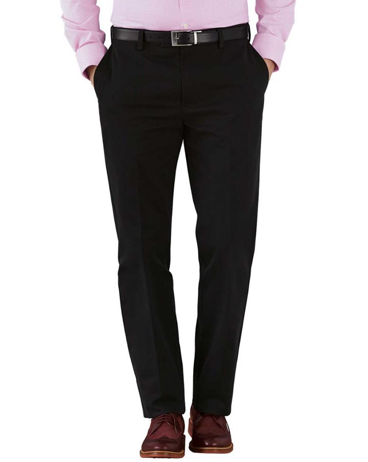 Charles Tyrwhitt Charles Tyrwhitt Black Slim Fit Flat Front Non-iron Chinos