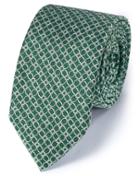 Charles Tyrwhitt Charles Tyrwhitt Slim Green Silk Classic Geometric Floral Tie