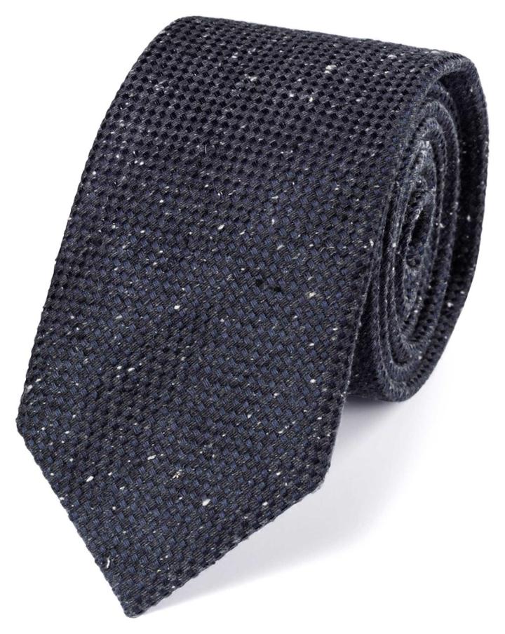 Charles Tyrwhitt Navy Silk Mix Fleck Luxury Tie By Charles Tyrwhitt
