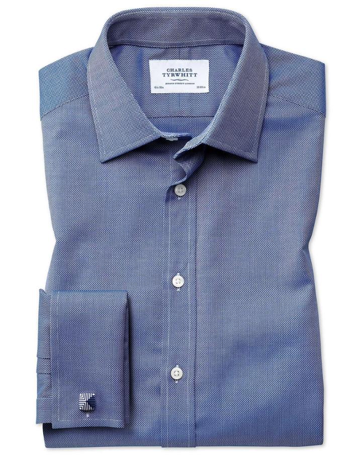 Charles Tyrwhitt Extra Slim Fit Egyptian Cotton Royal Oxford Royal Blue Dress Casual Shirt Single Cuff Size 14.5/32 By Charles Tyrwhitt