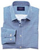 Charles Tyrwhitt Charles Tyrwhitt Classic Fit Royal And White Geometric Print Cotton Dress Shirt Size Large
