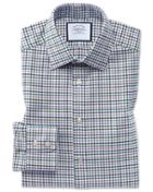  Slim Fit Purple And Green Country Check Cotton Dress Shirt Single Cuff Size 15/33 By Charles Tyrwhitt