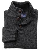 Charles Tyrwhitt Charcoal Mouline Button Neck Wool Sweater Size Medium By Charles Tyrwhitt