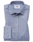 Charles Tyrwhitt Extra Slim Fit Bengal Stripe Navy Blue Cotton Dress Casual Shirt Single Cuff Size 14.5/32 By Charles Tyrwhitt