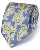 Charles Tyrwhitt Blue Cotton Mix Printed Paisley Italian Luxury Tie By Charles Tyrwhitt
