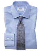  Slim Fit Egyptian Cotton Spot Weave Sky Blue Dress Shirt Single Cuff Size 16/33 By Charles Tyrwhitt