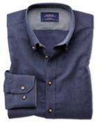 Charles Tyrwhitt Classic Fit Button-down Soft Cotton Plain Blue Casual Shirt Single Cuff Size Large By Charles Tyrwhitt