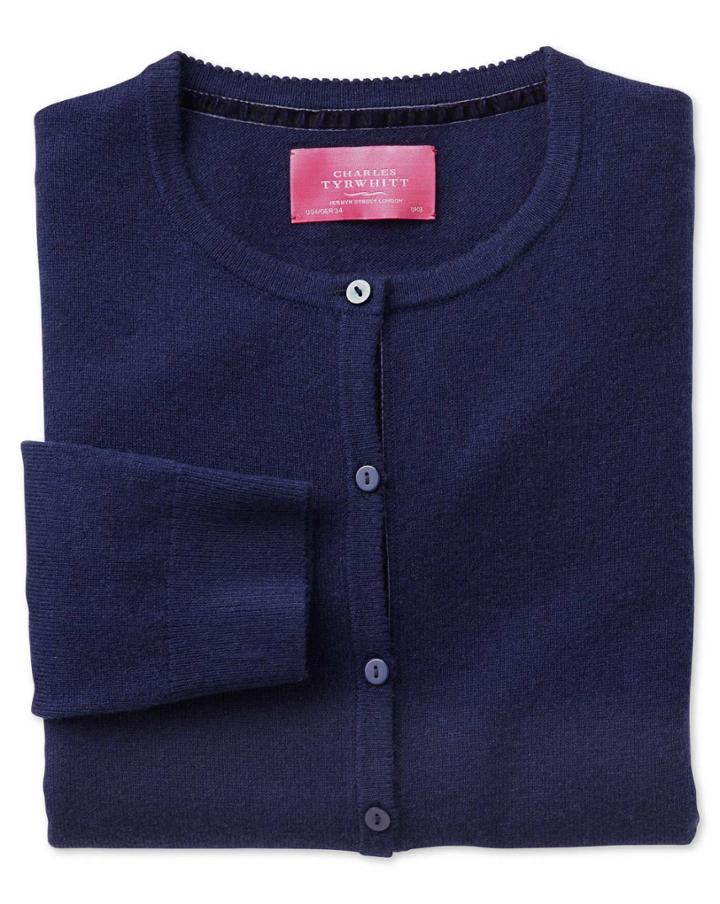 Charles Tyrwhitt Charles Tyrwhitt Blue Merino Cashmere Cardigan Size 6