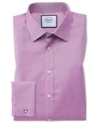 Classic Fit Non-iron Twill Violet Cotton Dress Shirt French Cuff Size 15.5/33 By Charles Tyrwhitt