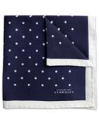  Navy And White Classic Printed Spot Silk Pocket Square By Charles Tyrwhitt