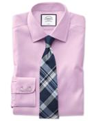  Slim Fit Pink Non-iron Pinpoint Oxford Cotton Dress Shirt Single Cuff Size 15.5/35 By Charles Tyrwhitt