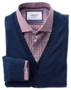 Charles Tyrwhitt Charles Tyrwhitt Mid Blue Merino Wool Cardigan Size Large