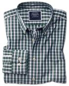  Classic Fit Non-iron Green And Navy Plaid Cotton Casual Shirt Single Cuff Size Large By Charles Tyrwhitt