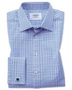 Charles Tyrwhitt Classic Fit Two Color Check Blue Cotton Dress Shirt French Cuff Size 15.5/34 By Charles Tyrwhitt