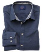 Charles Tyrwhitt Slim Fit Popover Navy Blue Cotton Casual Shirt Single Cuff Size Large By Charles Tyrwhitt
