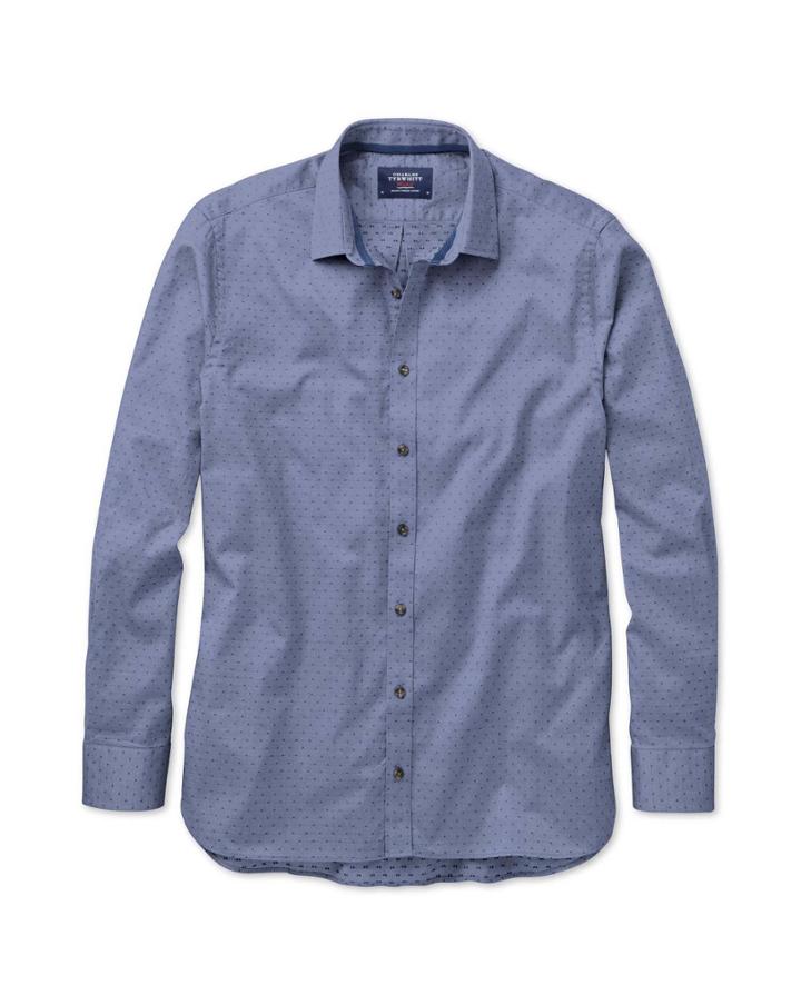 Charles Tyrwhitt Charles Tyrwhitt Extra Slim Fit Dobby Chambray Blue Shirt