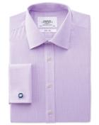 Charles Tyrwhitt Charles Tyrwhitt Slim Fit Non-iron Puppytooth Lilac Cotton Dress Shirt Size 14.5/32