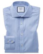 Slim Fit Non-iron Cotton Stretch Oxford Sky Blue And White Stripe Dress Shirt Single Cuff Size 14.5/32 By Charles Tyrwhitt