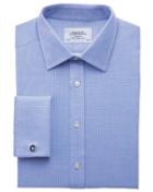  Extra Slim Fit Egyptian Cotton Diamond Texture Mid Blue Dress Shirt French Cuff Size 15/34 By Charles Tyrwhitt