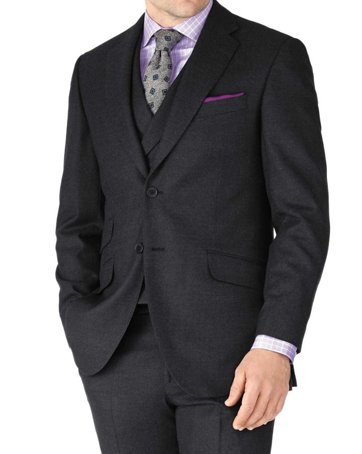 Charles Tyrwhitt Charles Tyrwhitt Charcoal Classic Fit British Serge Luxury Suit Wool Jacket Size 36