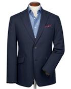  Slim Fit Navy Textured Stretch Cotton Cotton Blazer Size 36 By Charles Tyrwhitt