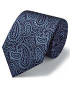  Sky Blue And Navy Silk Textured Paisley Classic Tie By Charles Tyrwhitt