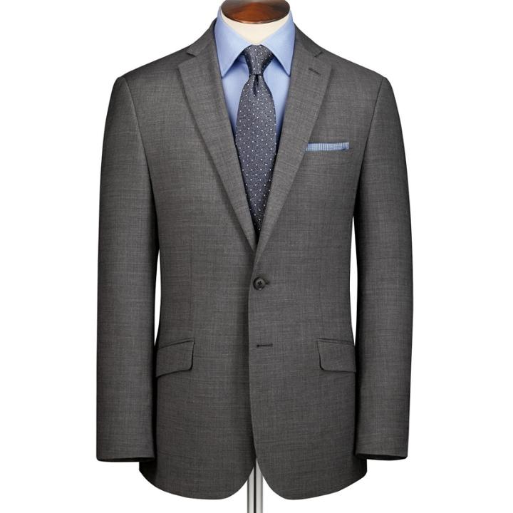 Charles Tyrwhitt Charles Tyrwhitt Grey Classic Fit Sharkskin Business Suit Wool Jacket Size 40