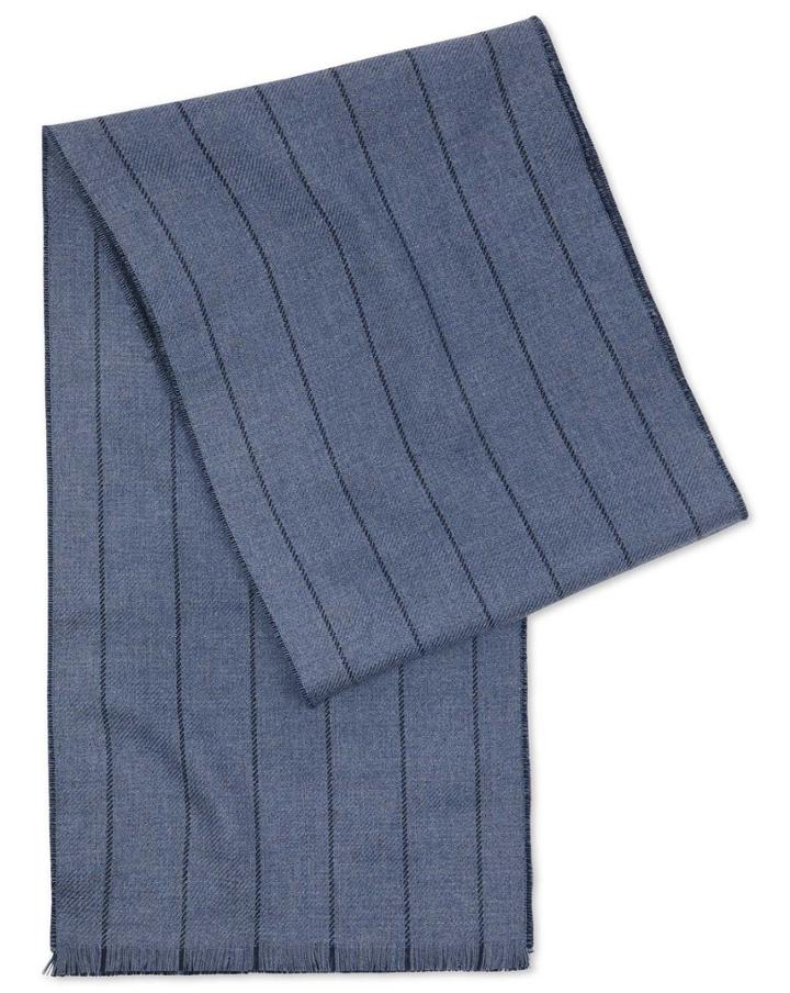  Navy And Blue Stripe Merino Scarf By Charles Tyrwhitt