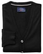 Charles Tyrwhitt Black Merino Wool Cardigan Size Small By Charles Tyrwhitt