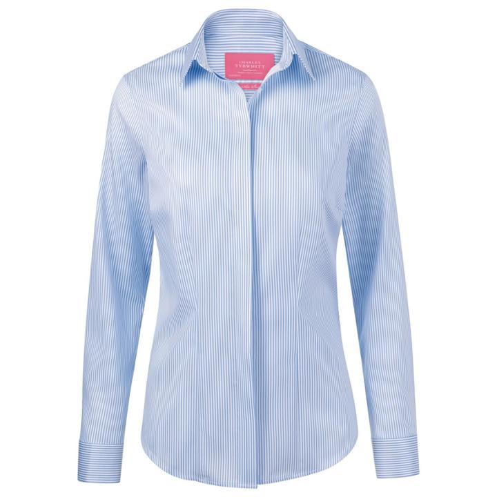 Charles Tyrwhitt Charles Tyrwhitt Blue Twill Bengal Stripe Non-iron Shirt (10)