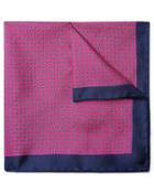  Bright Pink Mini Paisley Print Silk Pocket Square By Charles Tyrwhitt