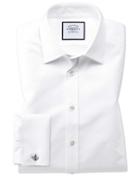 Charles Tyrwhitt Slim Fit Egyptian Cotton Trellis Weave White Dress Shirt French Cuff Size 14.5/33 By Charles Tyrwhitt