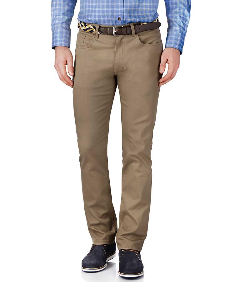 Charles Tyrwhitt Charles Tyrwhitt Stone Slim Fit Stretch Pique 5 Pocket Cotton Tailored Pants Size W30 L32
