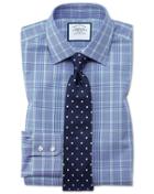 Charles Tyrwhitt Extra Slim Fit Prince Of Wales Check Blue And Green Cotton Dress Shirt French Cuff Size 14.5/32 By Charles Tyrwhitt