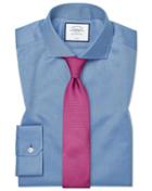  Super Slim Fit Cutaway Collar Non-iron Twill Blue Cotton Dress Shirt Single Cuff Size 14/33 By Charles Tyrwhitt