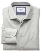 Charles Tyrwhitt Charles Tyrwhitt Classic Fit Semi-spread Collar Business Casual Melange Grey Cotton Dress Shirt Size 16/38