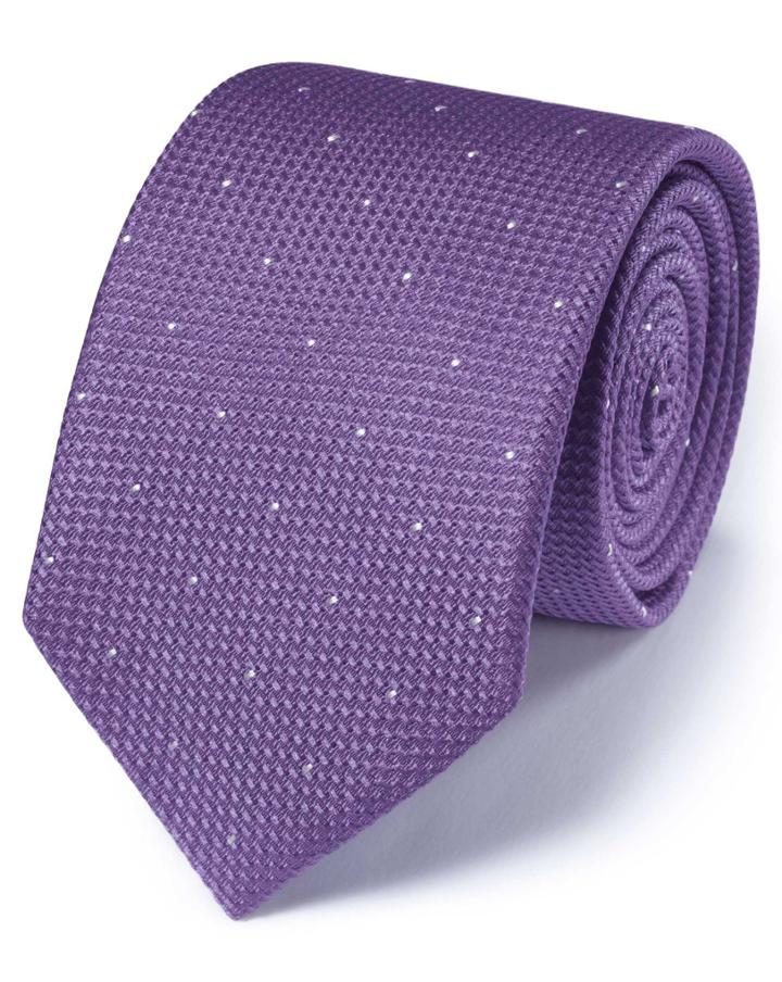  Lilac Silk Classic Textured Dash Tie By Charles Tyrwhitt