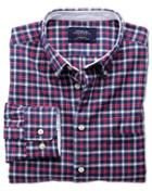 Charles Tyrwhitt Slim Fit Blue And Red Check Washed Oxford Cotton Casual Shirt Single Cuff Size Xs By Charles Tyrwhitt