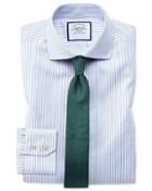  Extra Slim Fit Non-iron Blue Oxford Stretch Cotton Dress Shirt Single Cuff Size 17/35 By Charles Tyrwhitt