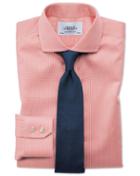 Charles Tyrwhitt Extra Slim Fit Spread Collar Non-iron Puppytooth Coral Cotton Dress Casual Shirt French Cuff Size 14.5/32 By Charles Tyrwhitt