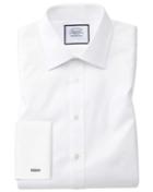  Slim Fit White Cube Weave Egyptian Cotton Dress Shirt Single Cuff Size 14.5/32 By Charles Tyrwhitt