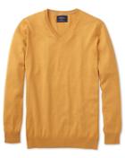  Yellow Cotton Cashmere V-neck Cotton/cashmere Sweater Size Large By Charles Tyrwhitt