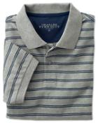 Charles Tyrwhitt Charles Tyrwhitt Classic Fit Grey And Blue Striped Pique Cotton Polo Size Xxl