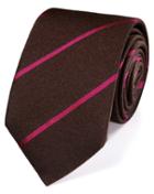 Charles Tyrwhitt Brown Wool Mix Stripe Luxury Tie By Charles Tyrwhitt