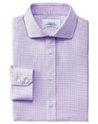 Charles Tyrwhitt Charles Tyrwhitt Slim Fit Spread Collar Non-iron Dobby Check Lilac Cotton Dress Shirt Size 15/35