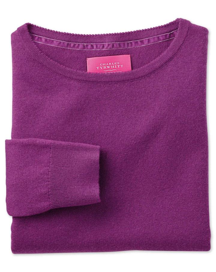 Charles Tyrwhitt Charles Tyrwhitt Purple Merino Cashmere Long Line Sweater Size 16