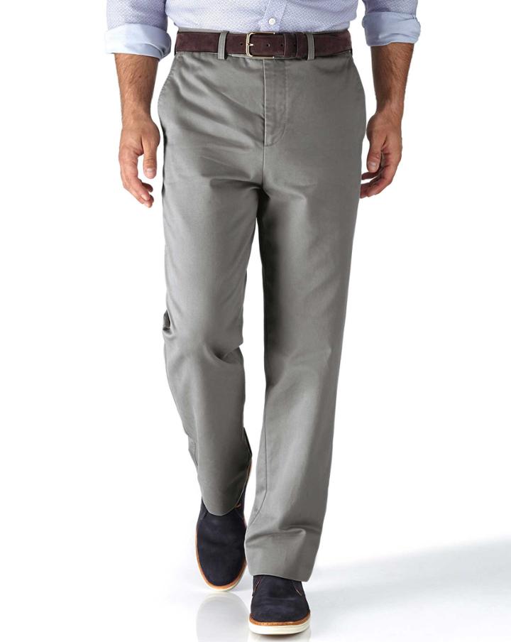Charles Tyrwhitt Charles Tyrwhitt Silver Grey Classic Fit Flat Front Chinos