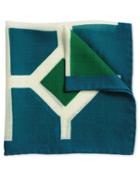  Green And Blue Luxury Italian Print Wool Pocket Square By Charles Tyrwhitt