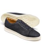  Blue Nubuck Leather Toe Cap Sneakers Size 11 By Charles Tyrwhitt