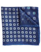  Navy Medallion Print Quarter Silk Pocket Square By Charles Tyrwhitt